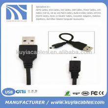 Novo curto USB 2.0 Um macho para mini 5Pin B Dados Cabo de carregamento Cabo conector adaptador